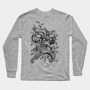 Vintage Ornate DRAGON illustration Victorian Gothic Long Sleeve T-Shirt